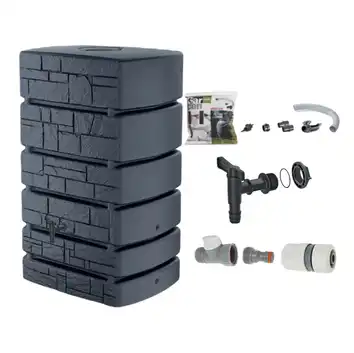 Kompletny zbiornik na deszczówkę Tower Stone 500l antracyt z akcesoriami