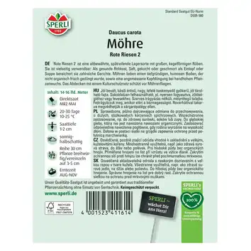 Marchew 'Rote Riesen 2' Nasiona PREMIUM Sperli