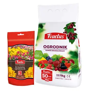 Nawóz Ogrodnik 5 kg Fructus + GRATIS Nawóz do kwiatów ogrodowych 1 kg