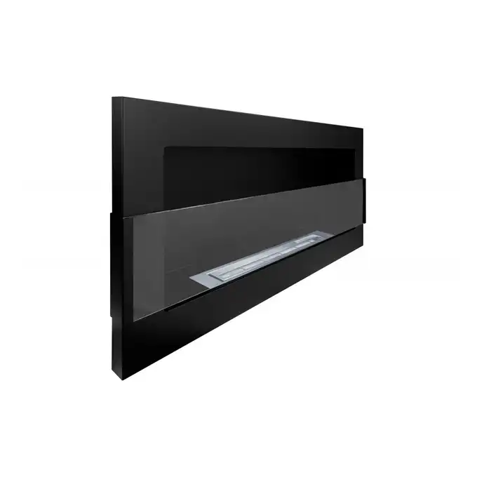Płaski Biokominek 900x400 czarny mat z szybą  + Biopaliwo 1L aromatyczne espresso
