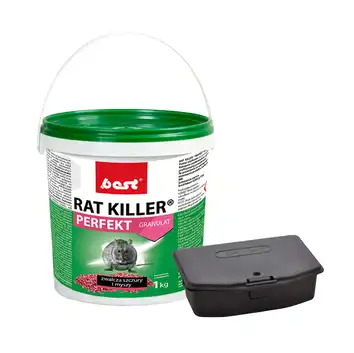 Rat Killer Perfekt granulat 1 kg + Karmnik deratyzacyjny na myszy