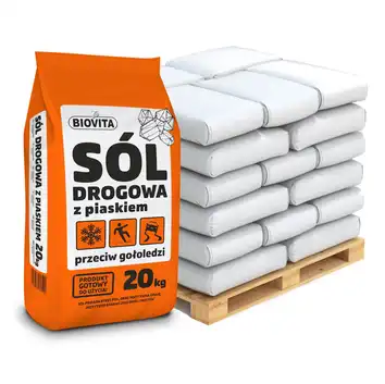 Sól drogowa przeciw gołoledzi z piaskiem 1000kg TONA PALETA SOLI Biovita