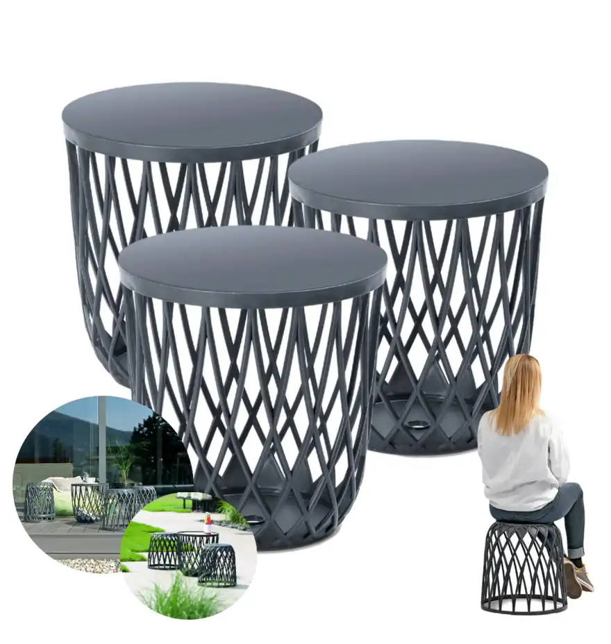 Stolik kawowy/kosz UNIQUBO 55 L antracyt 3 szt.