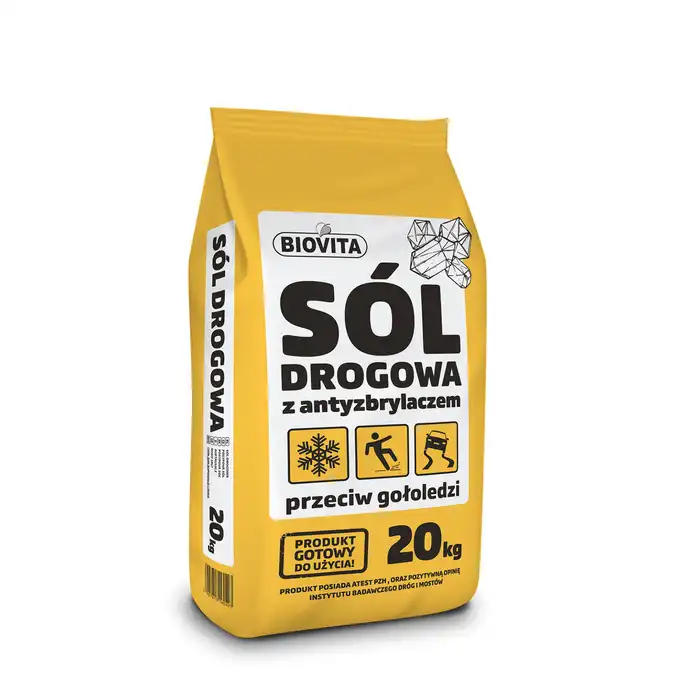 ZESTAW PÓŁPALETA Biovita Sól drogowa z antyzbrylaczem przeciw gołoledzi 20kg 15sztuk 300kg