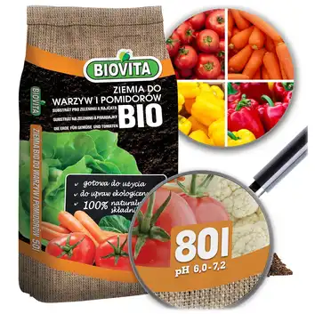 Gotowe podłoże BIO Ziemia do warzyw i pomidorów Biovita 80L