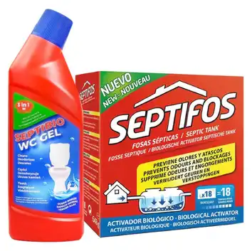 Septifos Aktywator biologiczny do szamba 18 sasz/648g + żel do WC 750 ml