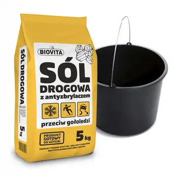 Sól drogowa przeciw gołoledzi 5 kg + wiadro 12 L