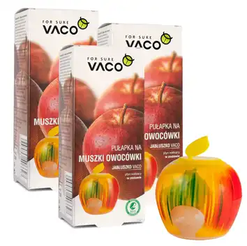 VACO ECO 3 x Pułapka na muszki owocówki jabłuszko z płynem wabiącym