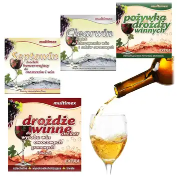 Zestaw do balonu, produkcji win białych: drożdże SHERRY, pożywka, Clearwin, Septowin