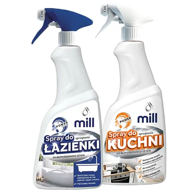 MILL Spray do sprzątania kuchni 500 ml + łazienki 555 ml