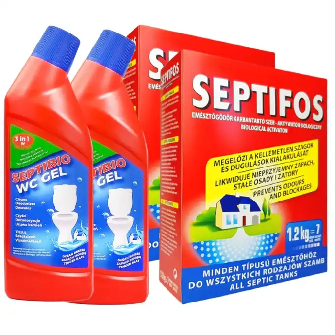 Septifos Bioaktywator do szamba 2 x 1,2 kg + żel do WC 2 x 750 ml