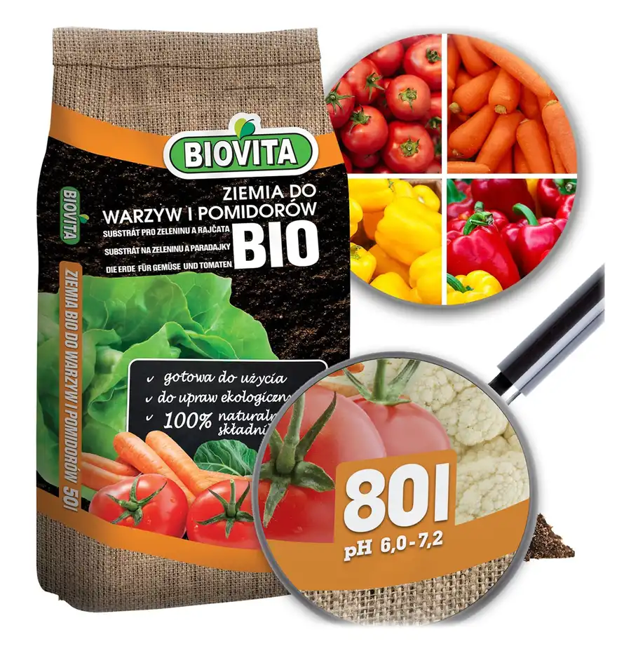 Gotowe podłoże BIO Ziemia do warzyw i pomidorów Biovita 80L