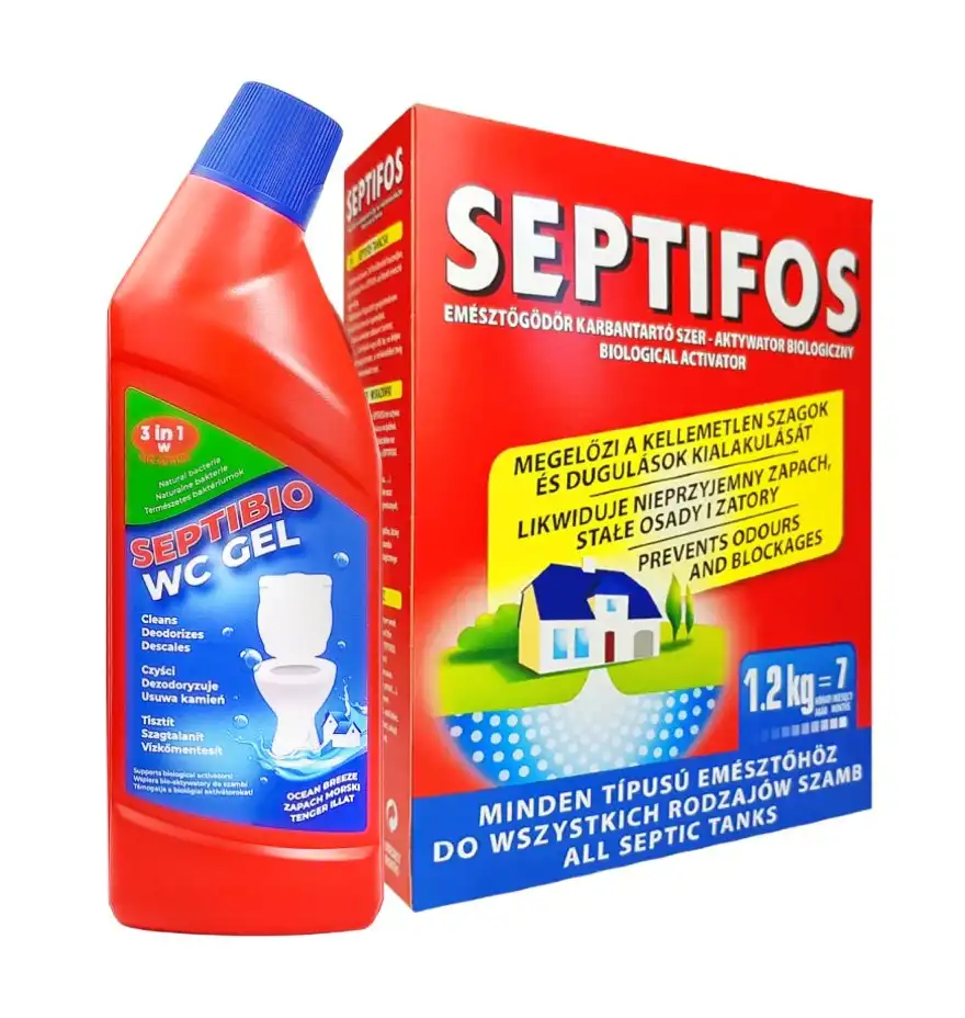 Septifos Aktywator biologiczny do szamba 1,2 kg + żel do WC 750 ml