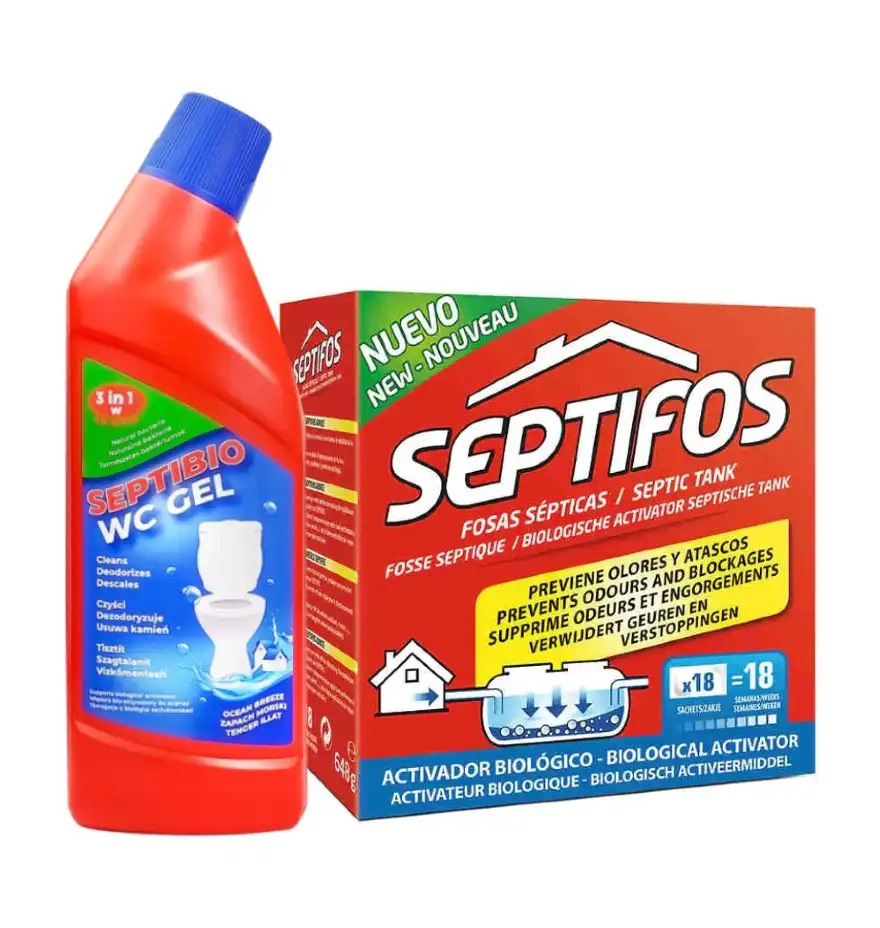 Septifos Aktywator biologiczny do szamba 18 sasz/648g + żel do WC 750 ml