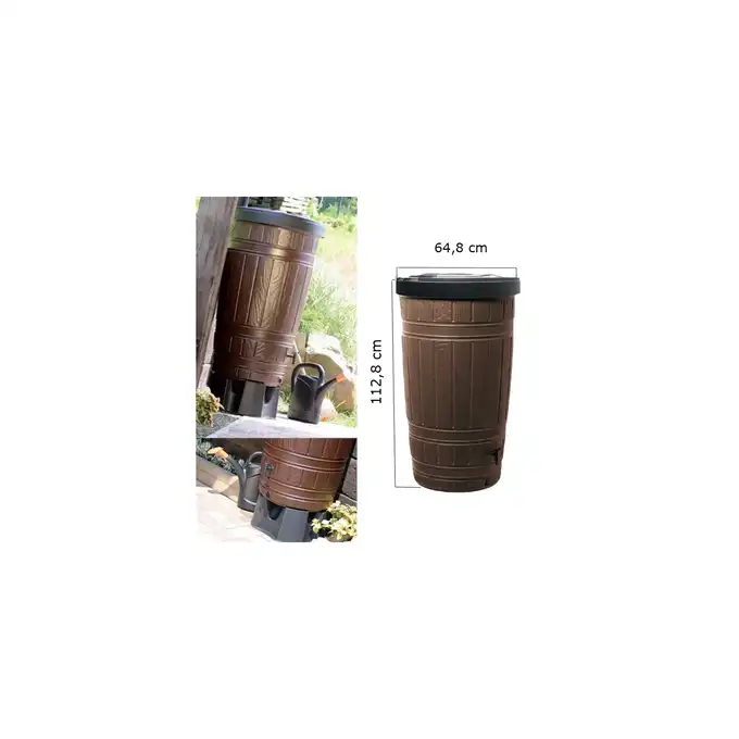 2 x Kompletny zbiornik na deszczówkę Woodcan 265L brąz wszystkie akcesoria