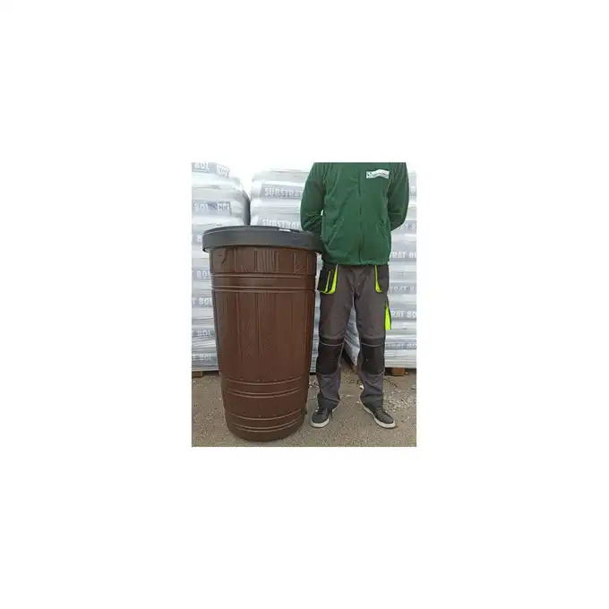 2 x Kompletny zbiornik na deszczówkę Woodcan 265L brąz wszystkie akcesoria