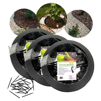 3 x Elastyczne obrzeże trawnikowe GARDENER 4 cm x 10 m + kotwy 60 szt.