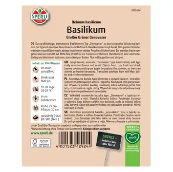 Bazylia "Grosses Grünes" nasiona Sperli