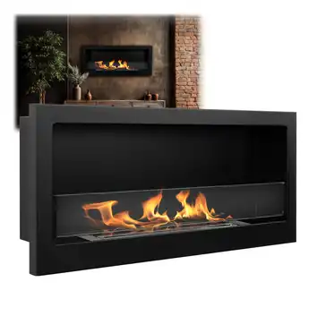 Biokominek Wiszący Szyba 840x363 SLIM Czarny strukturalny mat Ergo Heat