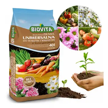 Biovita Beztorfowa ziemia uniwersalna do warzyw i kwiatów z kompostem 40l