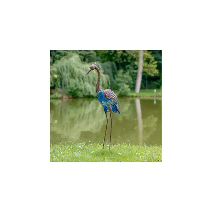 Dekoracja ogrodowa ozdobna Czapla Heron metalowa