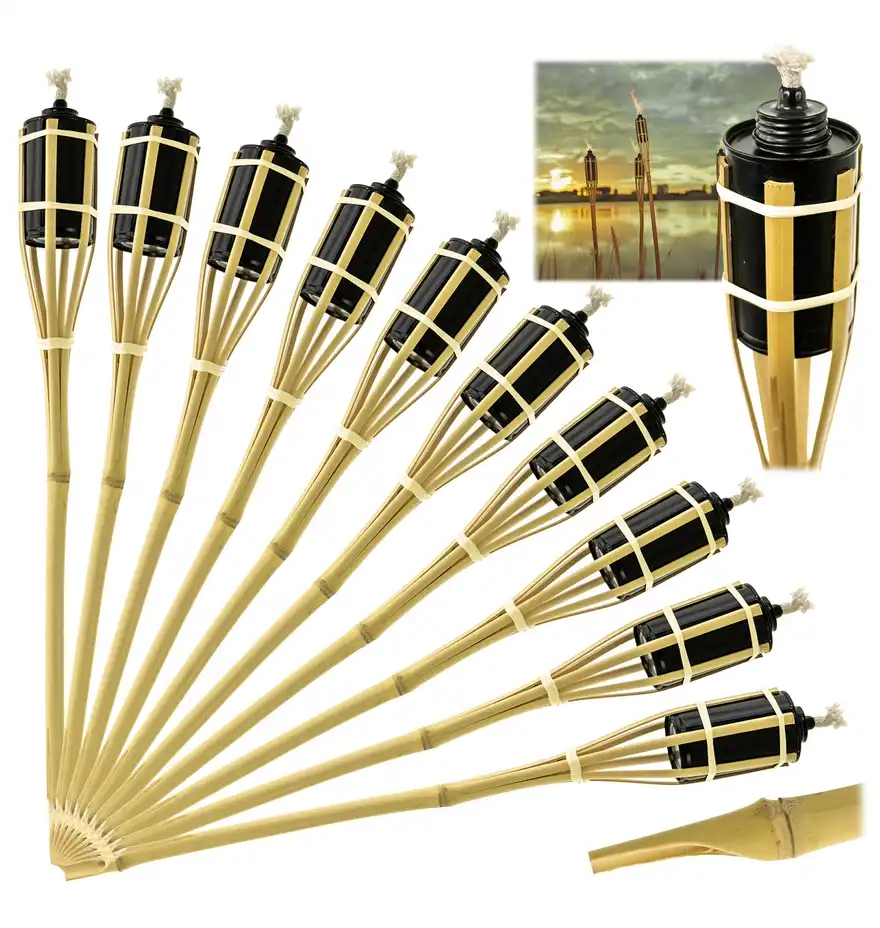 Pochodnia Bambusowa Ogrodowa Naturalna 90 cm WYTRZYMAŁA Zestaw 10 szt.