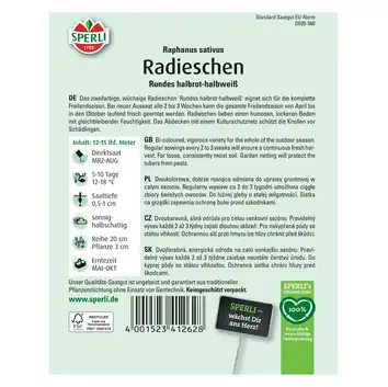Rzodkiewka 'Rundes halbrot-halbweiß' Nasiona Sperli