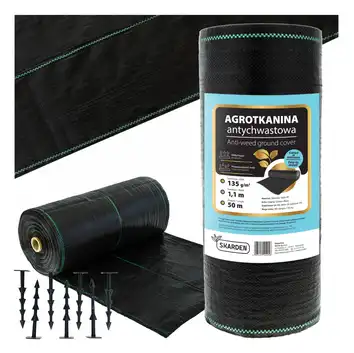 SKARDEN PREMIUM Agrotkanina 1,1x50m czarna 135g/m2 + 100 kołków