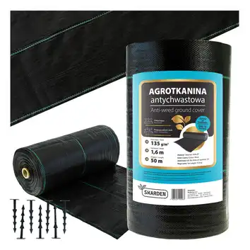 SKARDEN PREMIUM Agrotkanina 1,6x50m czarna 135g/m2 + 100 kołków