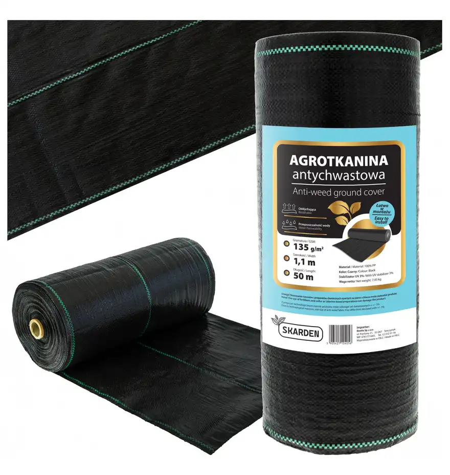 SKARDEN PREMIUM Agrotkanina agrowłóknina 1,1x50m 135g/m2 UV 3% czarna