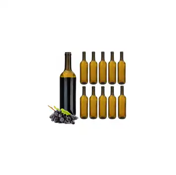 Szklana butelka na wino, alkohol Bordolese 0,75L brąz 10 szt.