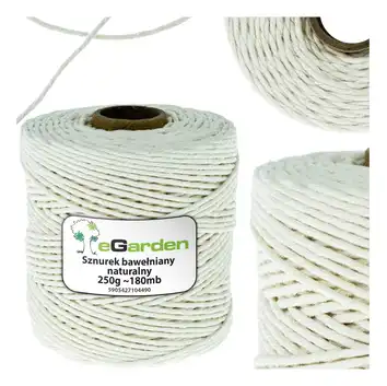 Sznurek BAWEŁNIANY 3mm/180m/250g naturalny, skręcany, wytrzymały