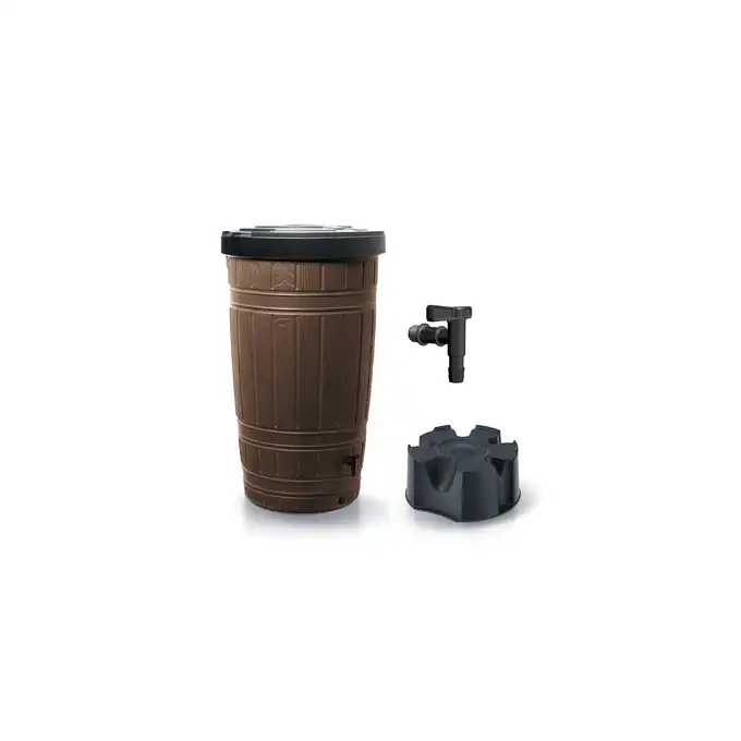 Zbiornik na deszczówkę Woodcan 265L brąz + kranik + podstawka