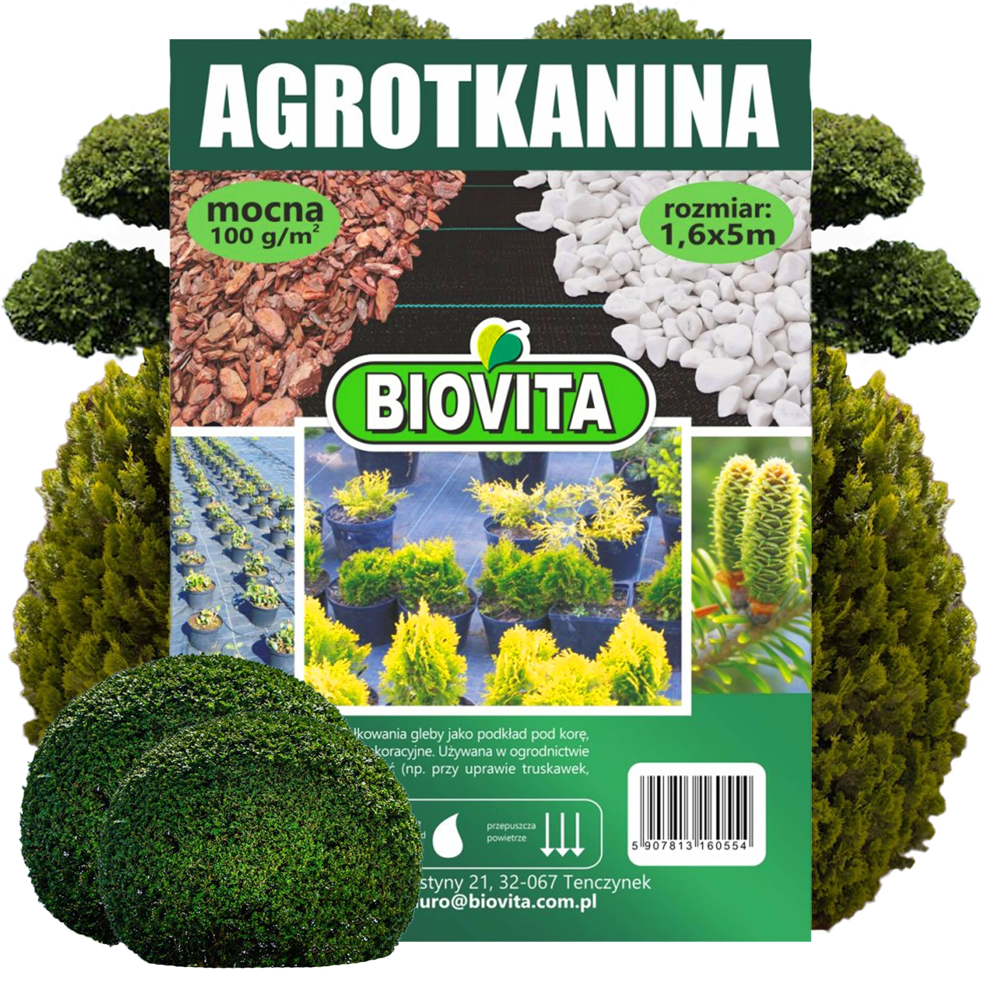 AGROTKANINA mocna czarna 100g/m2 1,6x5m BIOVITA