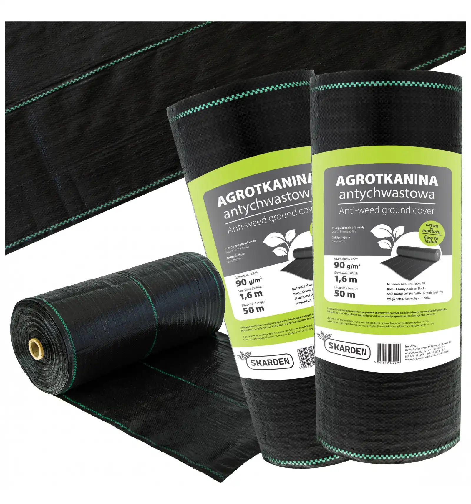 Agrotkanina ogrodnicza Skarden 1,6x100 m, 90 g/m2 czarna